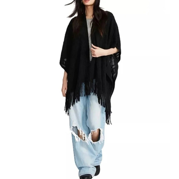 Steve Madden Medallion Brushed Topper Kimono Indie Sleeze Fringe Boho Hippie - Picture 1 of 8
